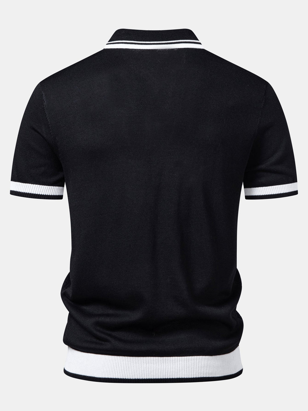Polo de punto con cuello en V y jacquard texturizado en contraste