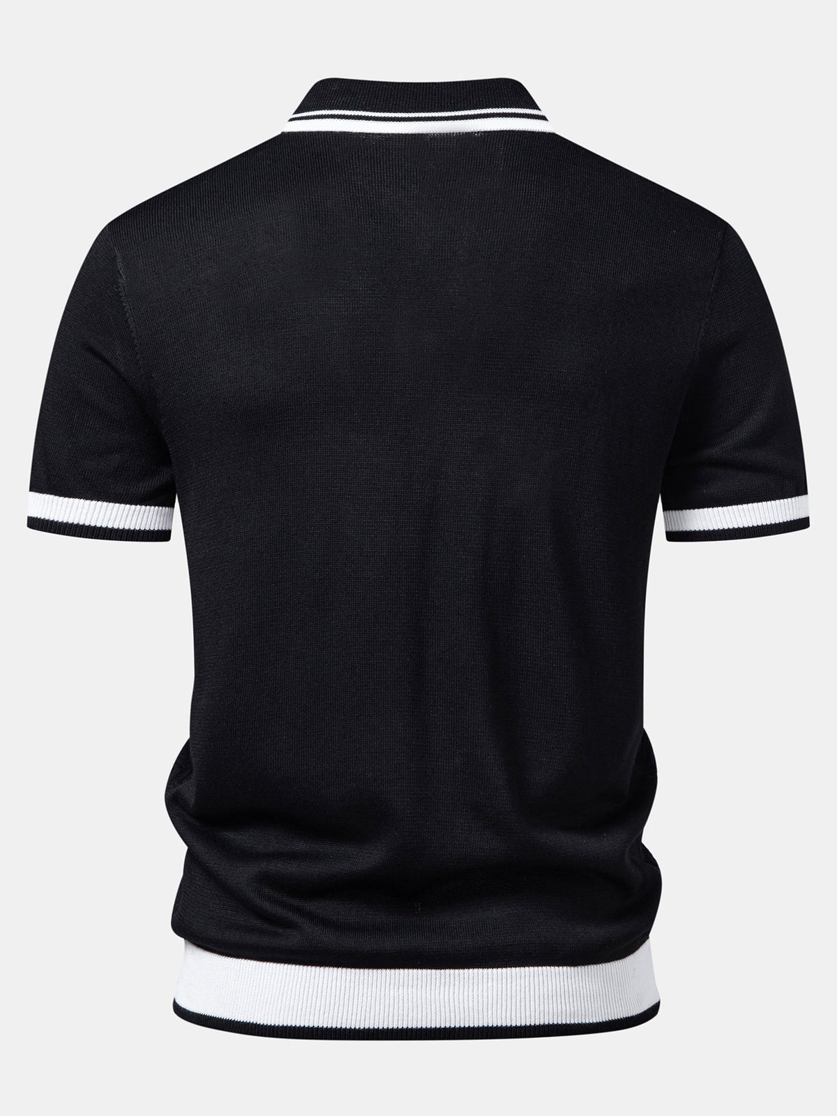 Polo de punto con cuello en V y jacquard texturizado en contraste