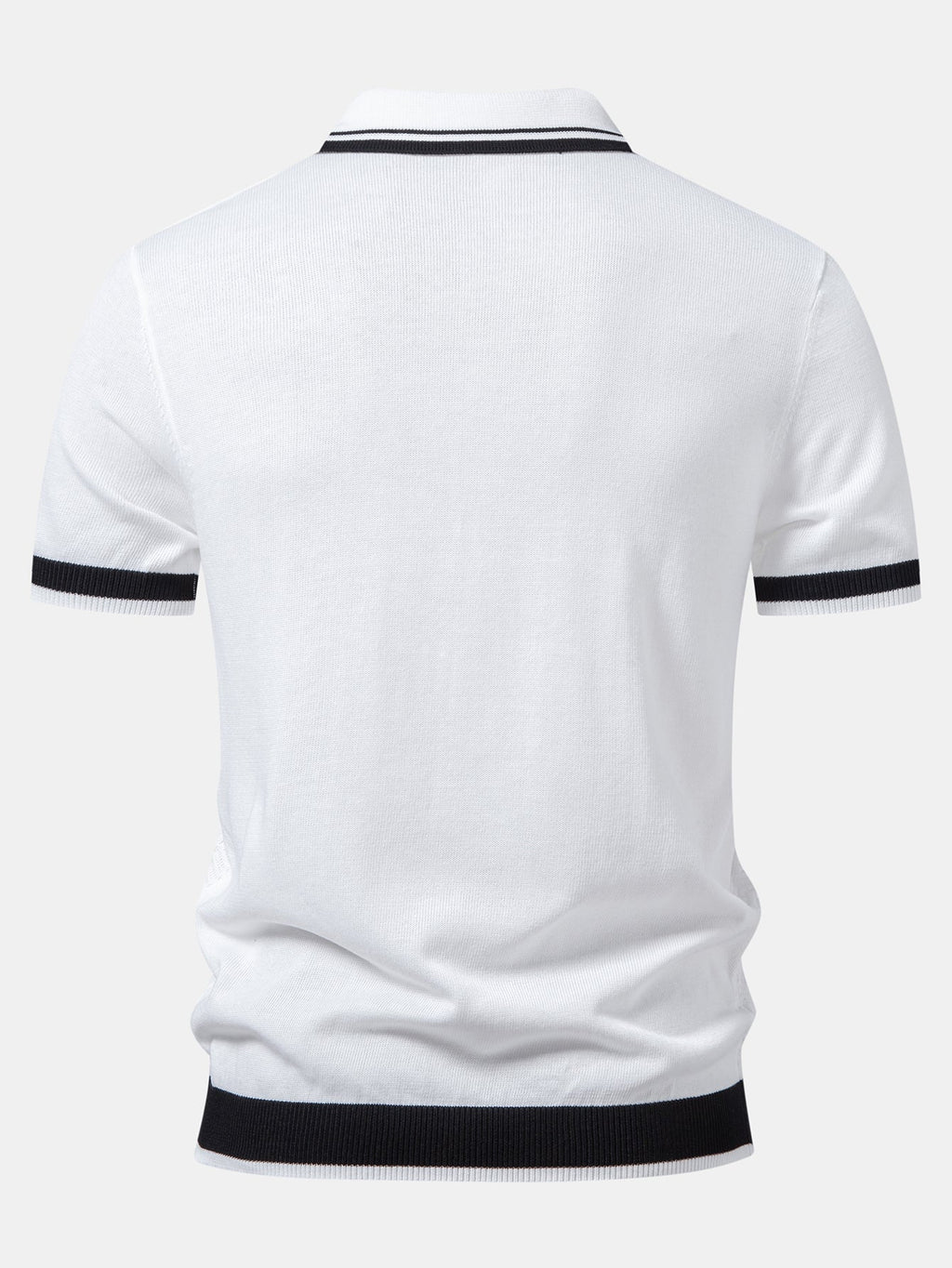 Polo de punto con cuello en V y jacquard texturizado en contraste