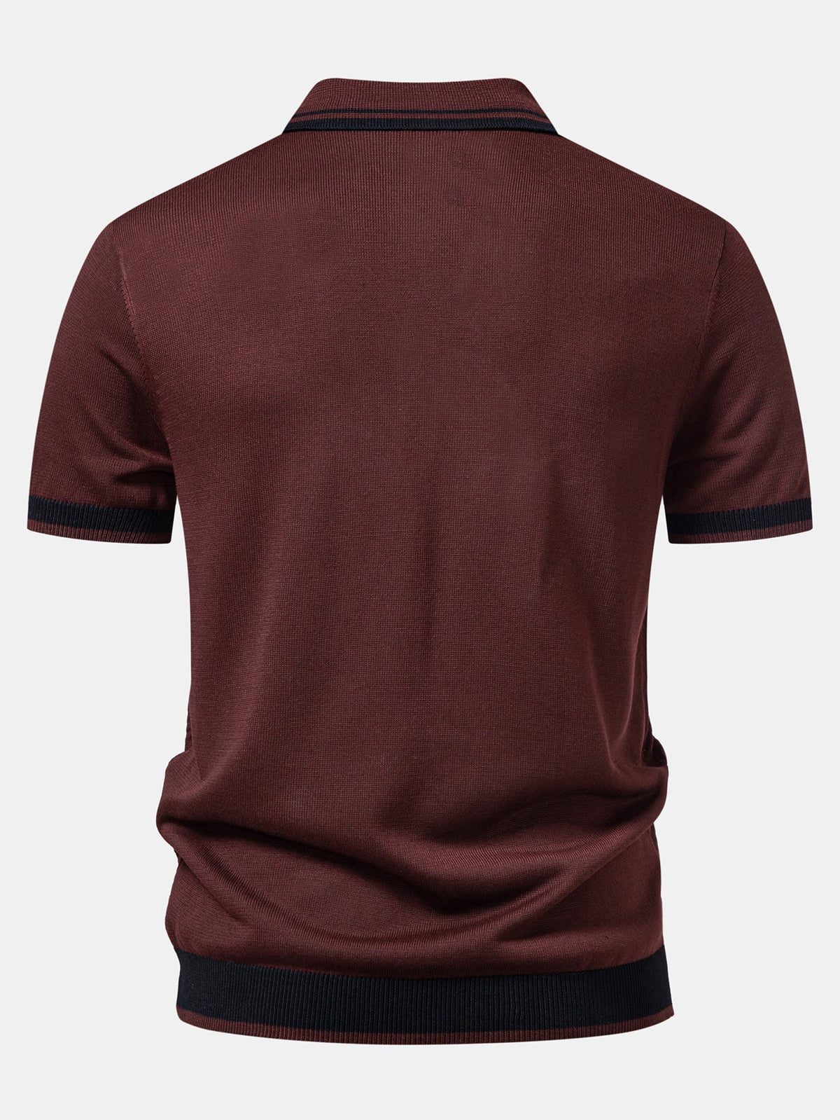 Polo de punto con cuello en V y jacquard texturizado en contraste