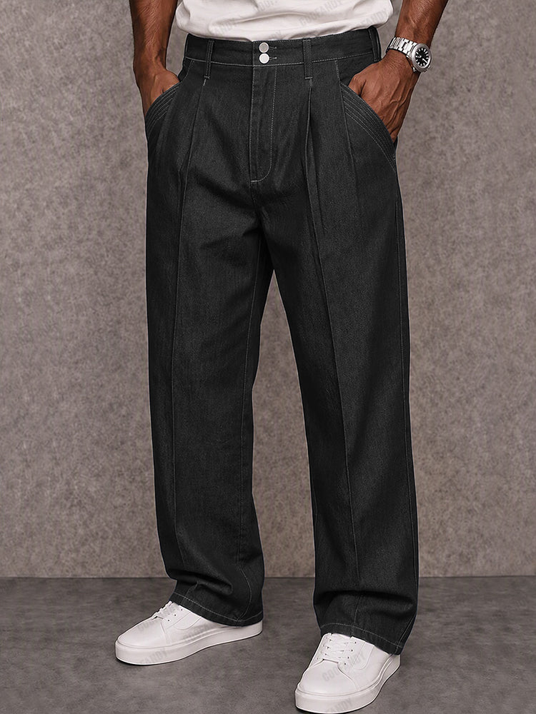Pantalones casuales de 100 % algodón con efecto denim