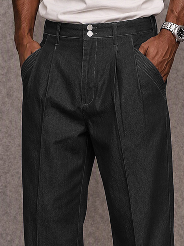 Pantalones casuales de 100 % algodón con efecto denim