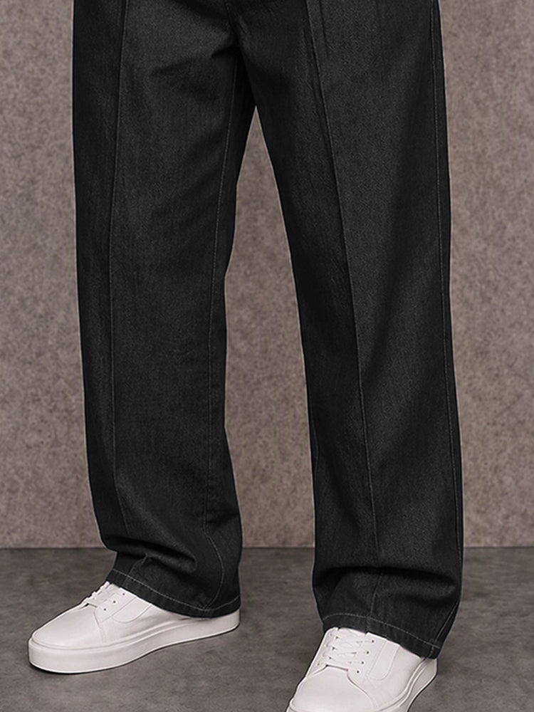 Pantalones casuales de 100 % algodón con efecto denim